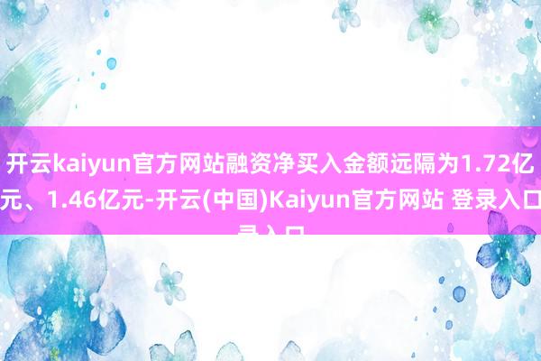 开云kaiyun官方网站融资净买入金额远隔为1.72亿元、1.46亿元-开云(中国)Kaiyun官方网站 登录入口